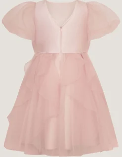 Raphela Puff Sleeve Bow Party Dress Pink