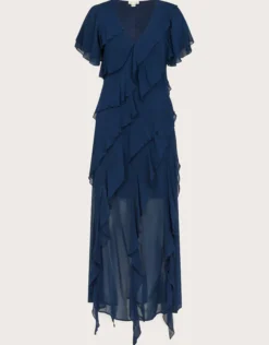 Renata Ruffle Maxi Dress Blue
