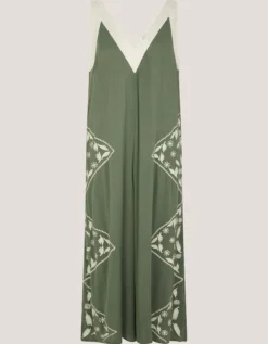 Rhea Embroidered Culotte Romper Green