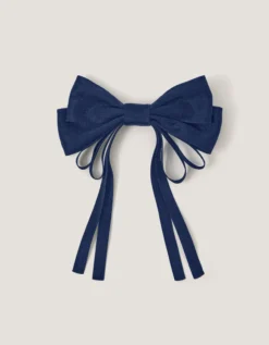 Ribbon Bow School Hair Clip Blue