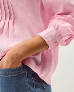 Riley Pintuck Linen Top Pink