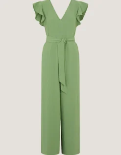 Riri V-Neck Frill Jumpsuit Green