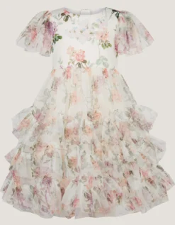 Roma Floral Print Ruffle Party Dress Multi
