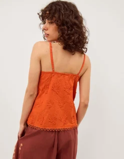 Rosie Embroidered Cami Top Orange