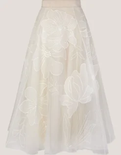 Rosie Embroidered Floral Wedding Skirt Ivory