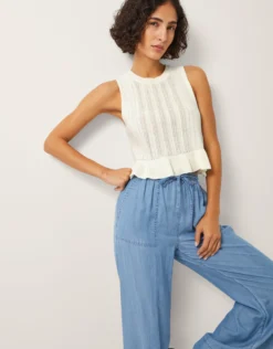 Ruby Ruffle Knit Tank Top Ivory