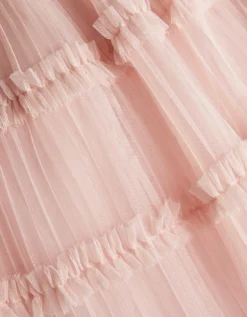 Ruffled Pleated Top & Skirt Set Pink