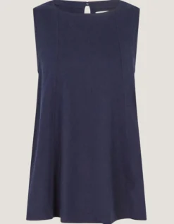 Sammy Swing Linen Blend Tank Top Blue