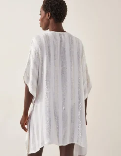 Sana Sequin Embellished Kaftan Ivory