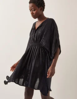 Sana Sequin Embellished Kaftan Black