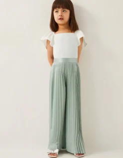 Satin Pleated Jumpsuit Green