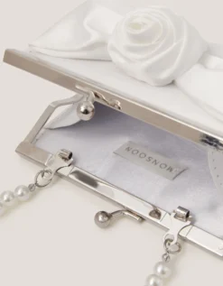 Satin Rose Bow Mini Bag Ivory