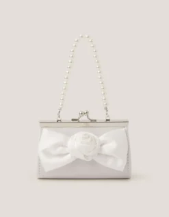 Satin Rose Bow Mini Bag Ivory