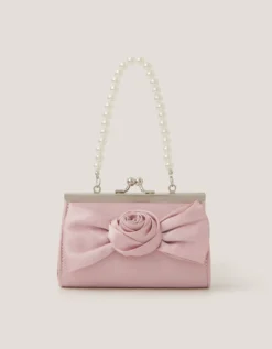 Satin Rose Bow Mini Bag Pink