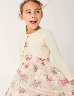 Sequin Flower Embellished Cardigan White