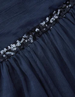 Sequin One-Shoulder Prom Dress Blue