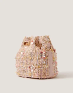 Sequin Tweed Bucket Bag