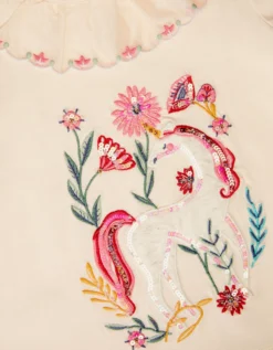 Sequin Unicorn Collar Top Ivory
