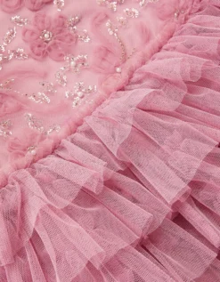 Shikha Floral Embellished Tiered Ruffle Dress Pink