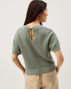 Siara Short Sleeve Knit Jumper Green