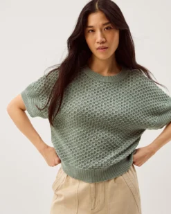 Siara Short Sleeve Knit Jumper Green