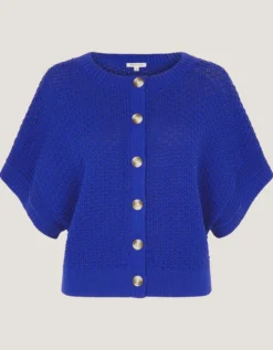 Sienna Short Sleeve Knit Cardigan Blue