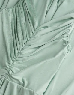 Skye Ruched Knot Jersey Prom Dress Green