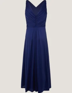 Skye Ruched Knot Jersey Prom Dress Blue