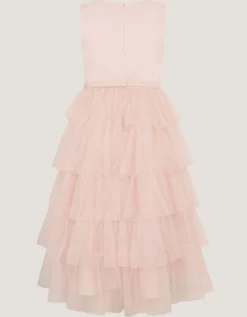 Sleeveless Tiered Party Dress Pink