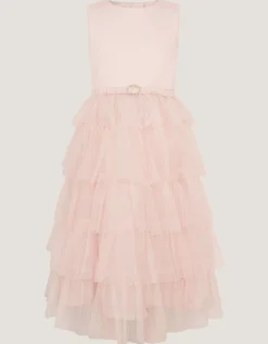 Sleeveless Tiered Party Dress Pink