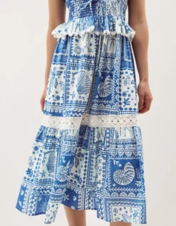 Soleil Print Midi Dress Blue