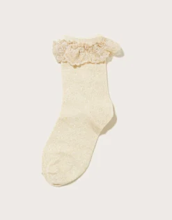Sparkle Floral Lace Socks Gold