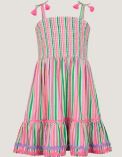 Strappy Stripe Dress Green
