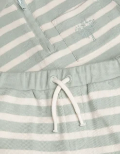 Stripe Jersey Shirt & Shorts Set Green