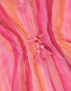 Stripe Tie-Dye Kaftan Pink