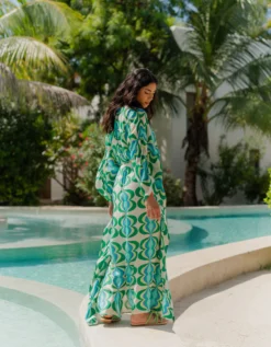 Sundress Lavande Printed Maxi Kaftan Green