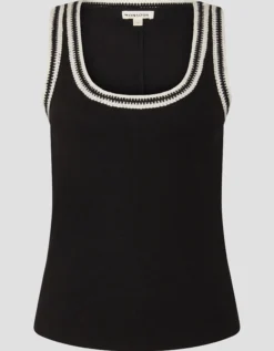 Tate Crochet Trim Tank Top Black