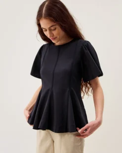 Tate Lace Trim Jersey T-Shirt Blue