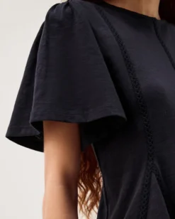 Tate Lace Trim Jersey T-Shirt Blue