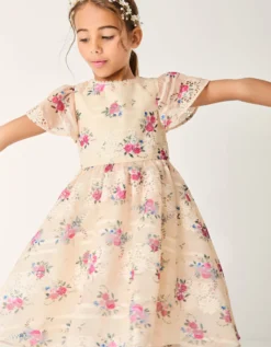 Tayla Floral Print Broderie Dress Multi