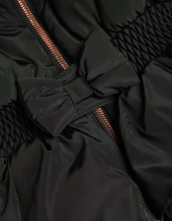 Taylor Bow Hooded Puffer Coat Black