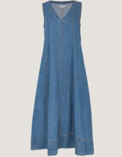 Tessa Sleeveless Denim Midi Dress Blue
