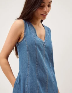 Tessa Sleeveless Denim Midi Dress Blue