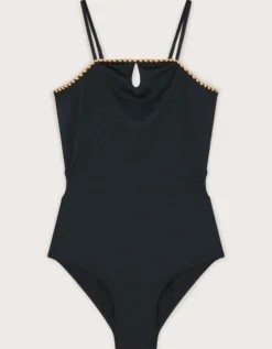 Texture Cut-Out Swimsuit Black