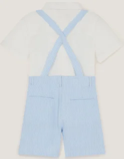 Theo 3-Piece Stripe Short Suit with Braces Blue