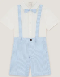 Theo 3-Piece Stripe Short Suit with Braces Blue