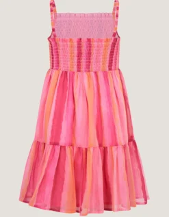 Tie-Dye Smocked Beach Dress Pink