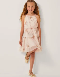 Tilly Sequin Tiered Party Dress Pink