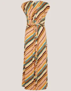 Tola Stripe Jersey Midi Dress Pink