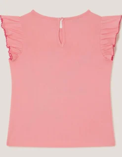 Tulip Embroidered Bow T-Shirt Pink